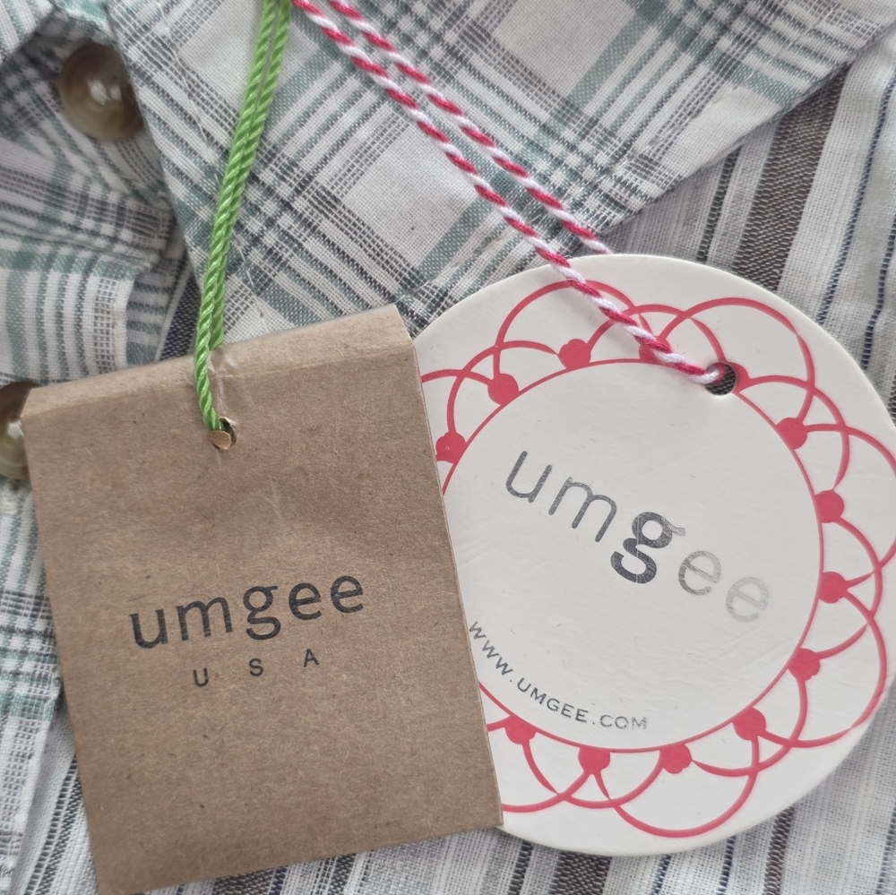 Umgee Plaid Striped Patchwork Ruffle Hem Top Blou… - image 10